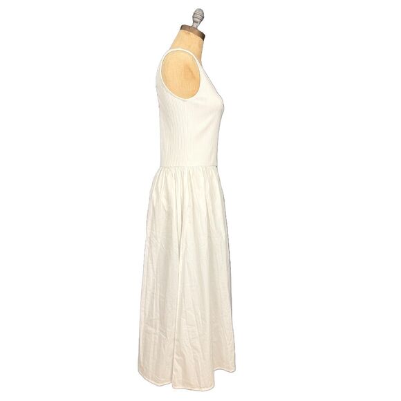 MADEWELL Drop-Waist Tank Midi Dress XS Fit Flare Vacay Lighthouse White NWT B20 - Picture 3 of 7